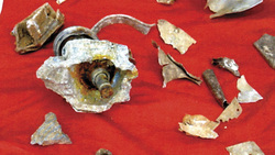 Picture Dr. Herman Stringer's collected bomber fragments.